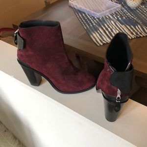 Maroon suede rag and bone booties.